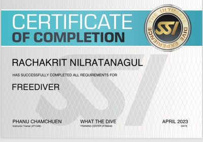 ใบประกาศ SSI Freediver